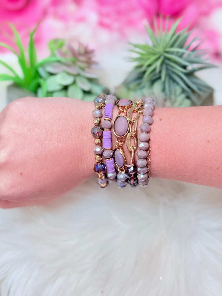 Lavender Luxe Crystal Stacked Bracelet Set