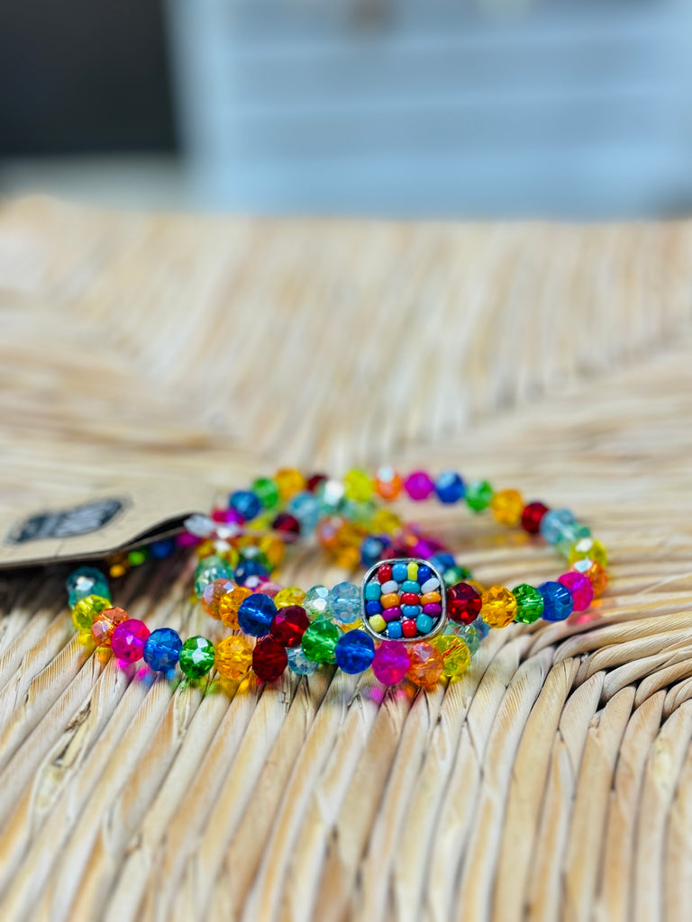 Multi Rainbow Beaded Bracelet Set