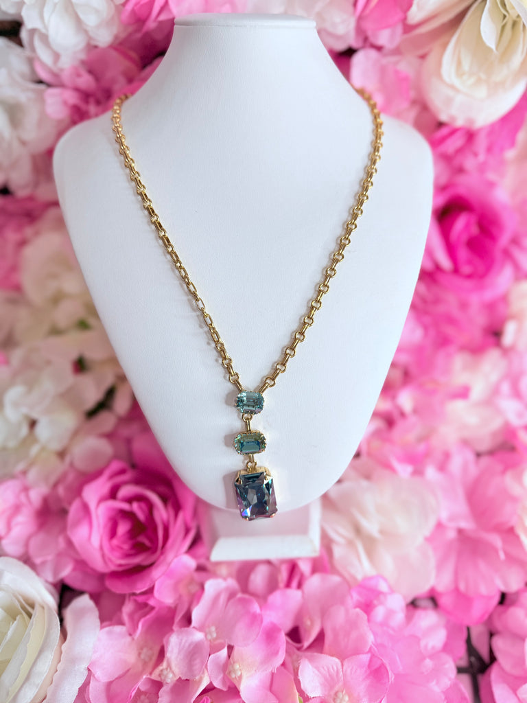 Serina Swarovski Necklace Aqua Champagne