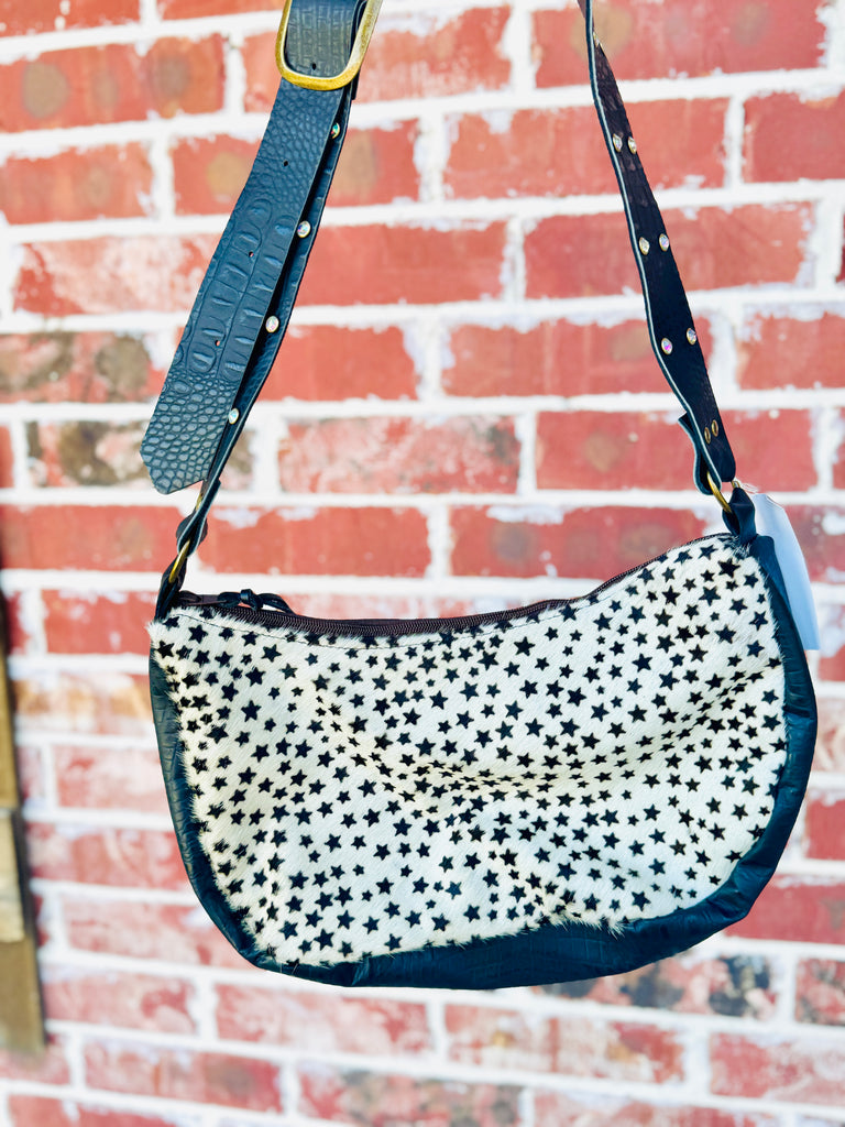 Two Tone Starry Midnight Leather Roxie Purse