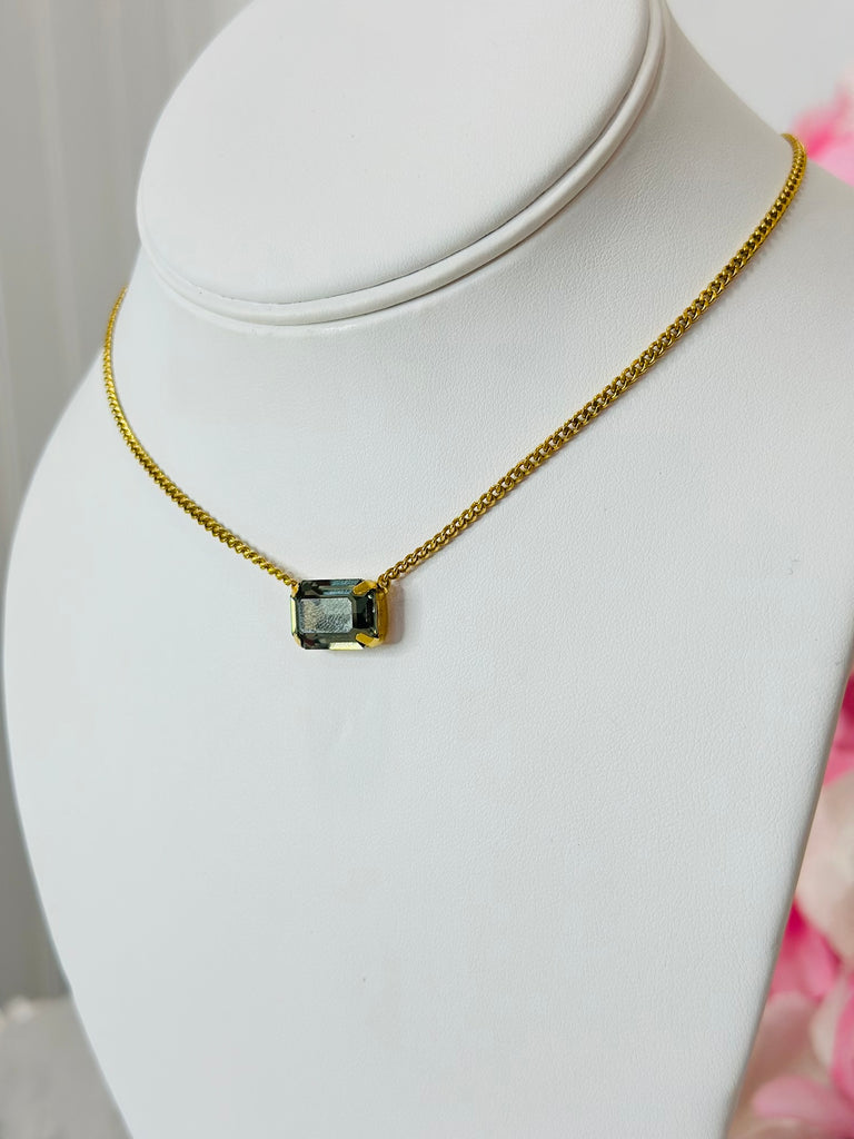 Rubin Swarovski Pendent Daily Necklace - Hematite