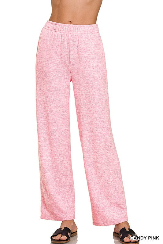 Lazy Days Soft and Sweet Wide Leg Lounge Sweat Pants in Candy Pink