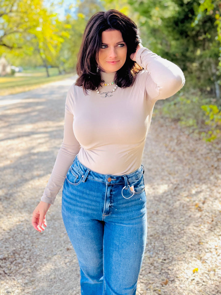 The Essential Mock Neck Bodysuit - Ash Mocha
