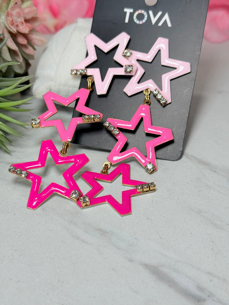 Star Stopper Pink Enamel Swarovski Earrings