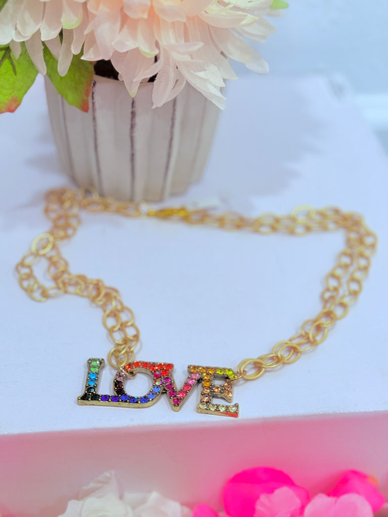 Golden Rainbow Chain Love Necklace