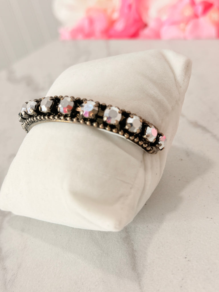 Mini Coco Swarovski Bracelet Cuff in Antique Silver