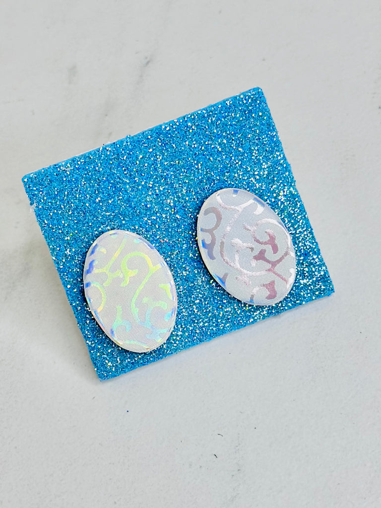 Silvery Tooled Hologram Studs