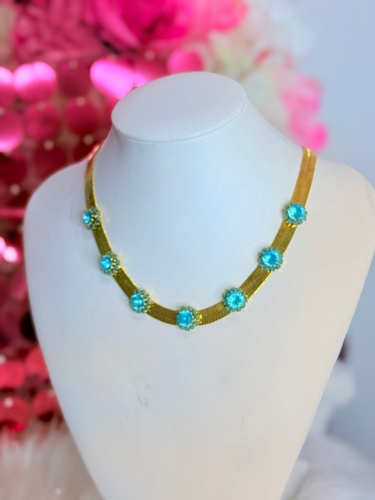 Kirsten Turquoise Matte Swarovski Necklace