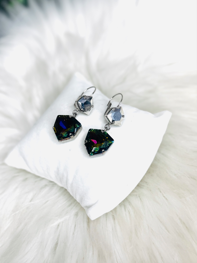 Mila Swarovski Drop Earrings in Chrome