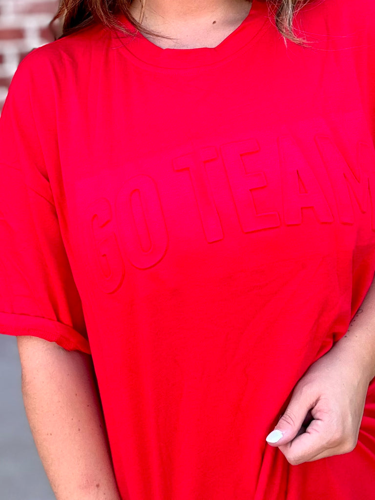 Red Embossed Oversized Tee