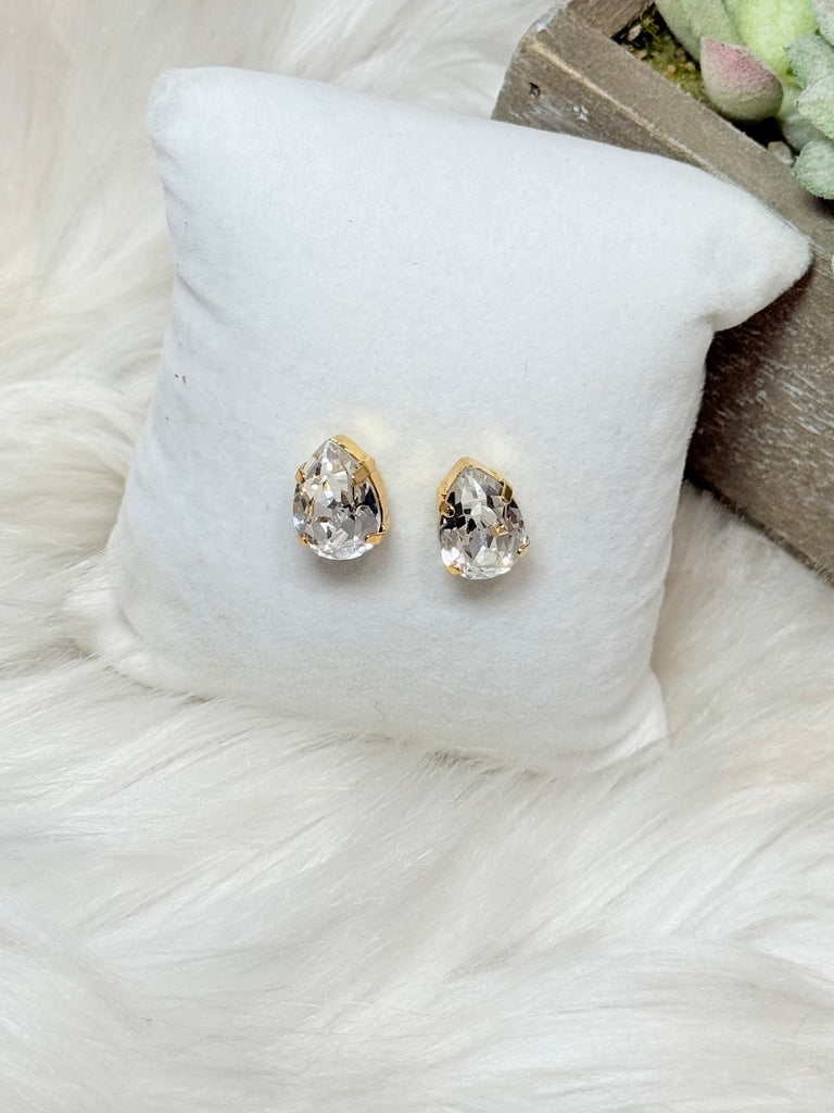 The Lumi Swarovski Studs - Gold and Clear