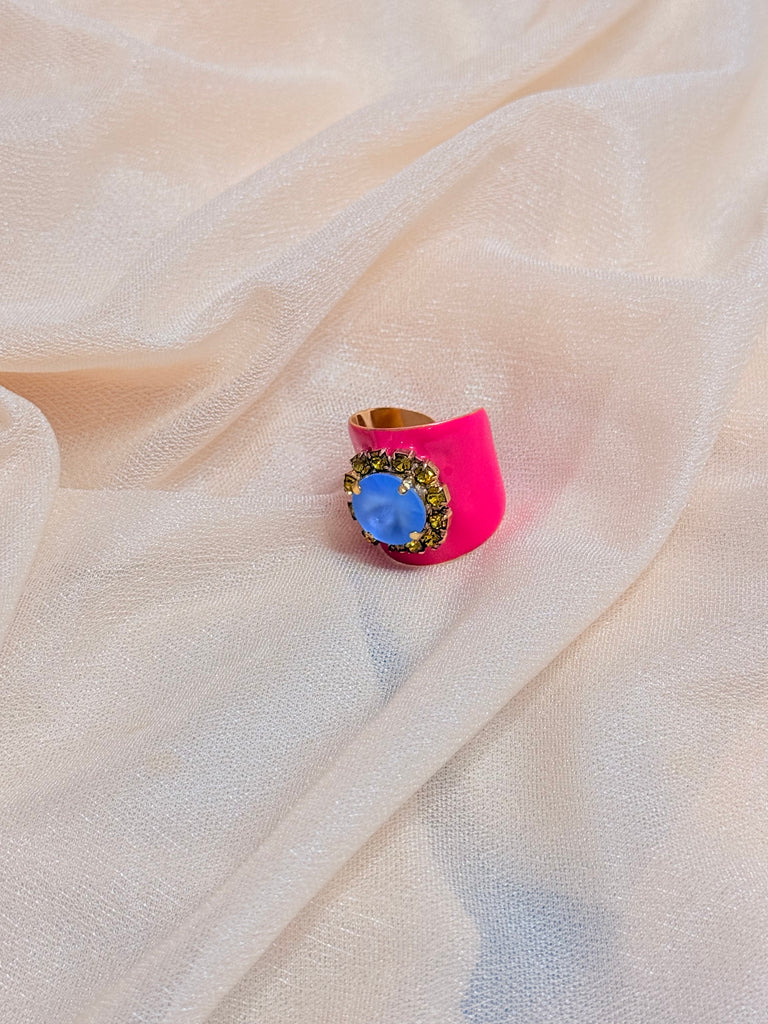 Jacci Ring Enamel Neon Pink