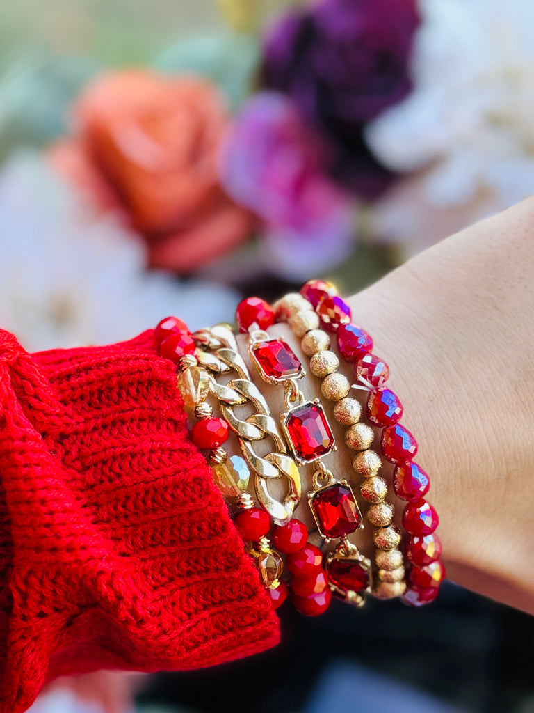 Ruby Rich Accents Bracelet Stack