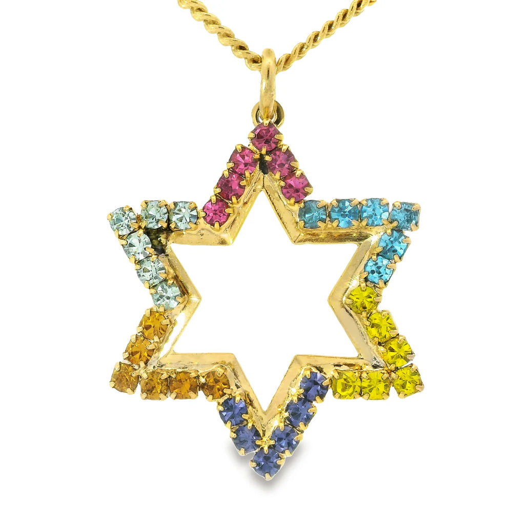 Multi Star Of David Swarovski Necklace