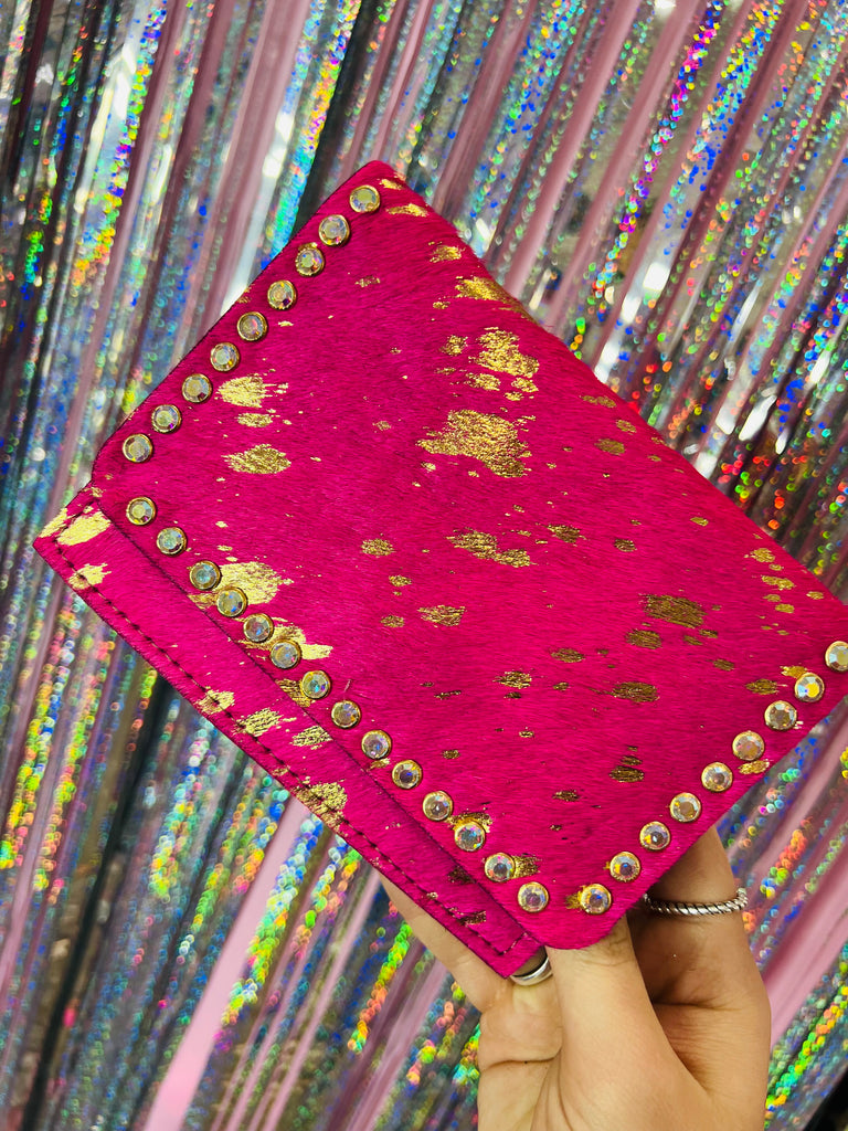 Fire Bright Pink & Gold AB Flora Wallet