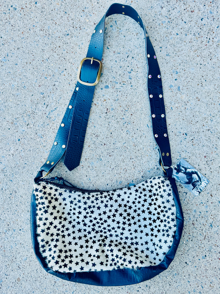 Two Tone Starry Midnight Leather Roxie Purse