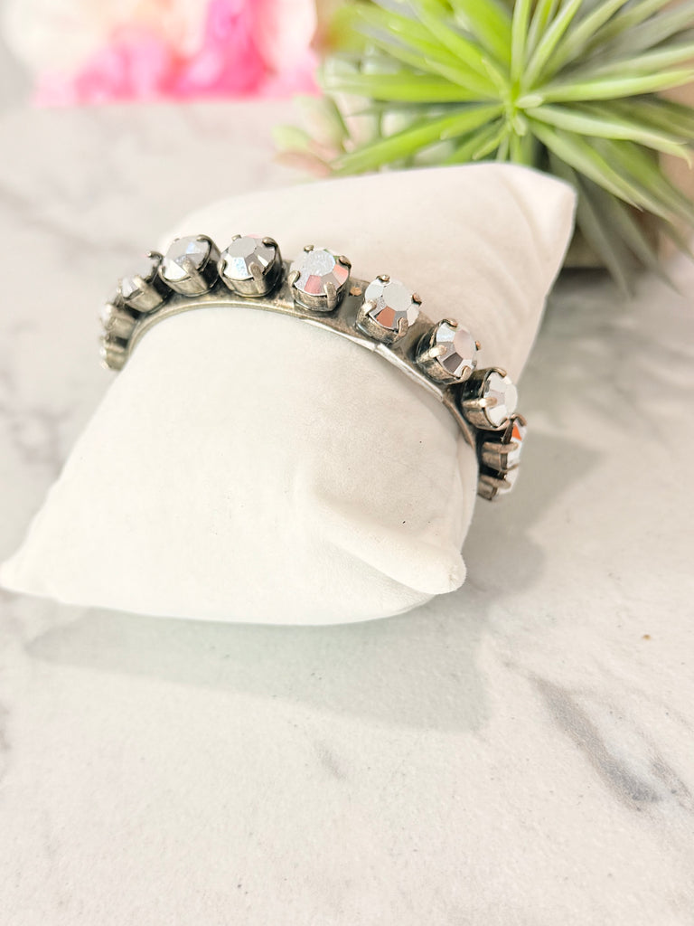 Kiki Swarovski Bracelet Cuff in Antique Silver