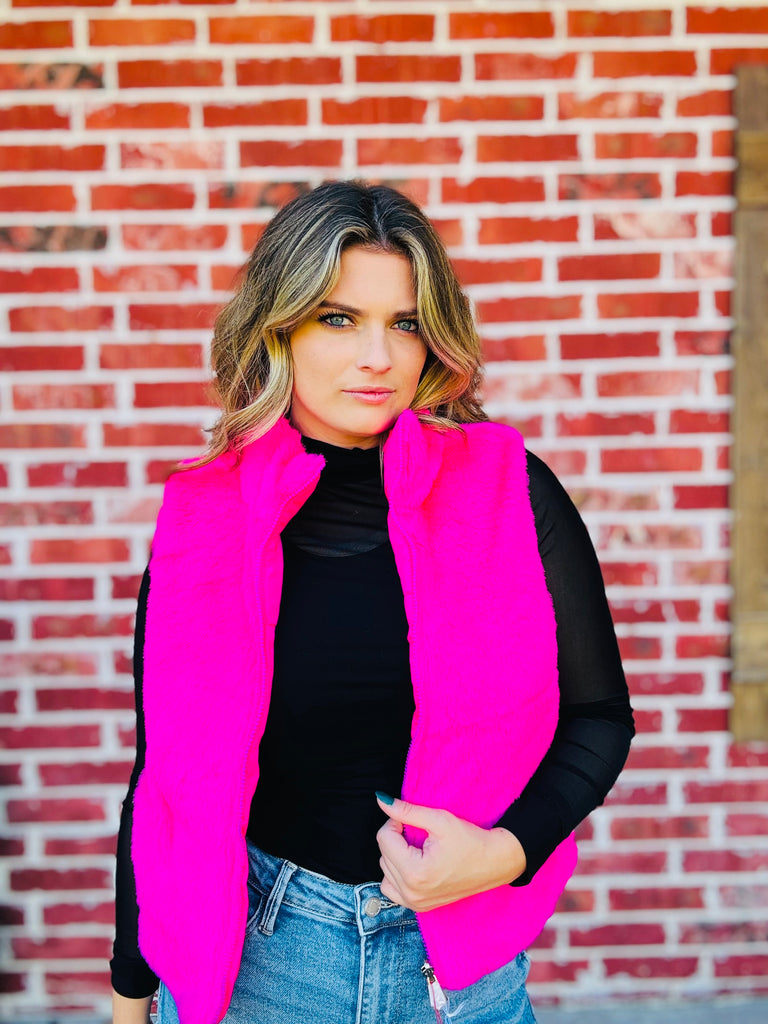 Luxe Layers Reversible Vest - Hottest Pink