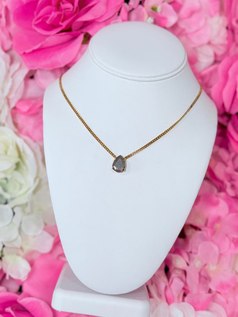 Lumi Teardrop Swarovski Necklace - Chrome