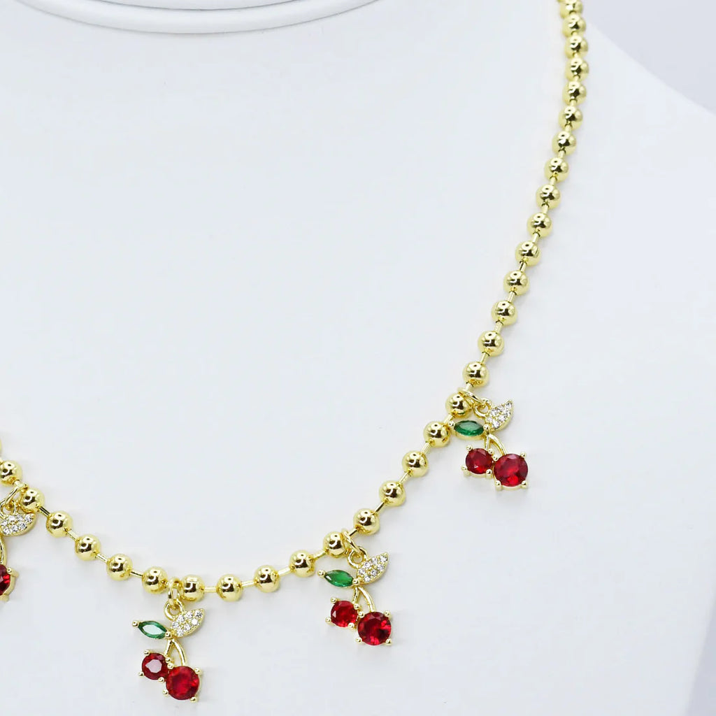 Cherry Cascade Crystal Necklace