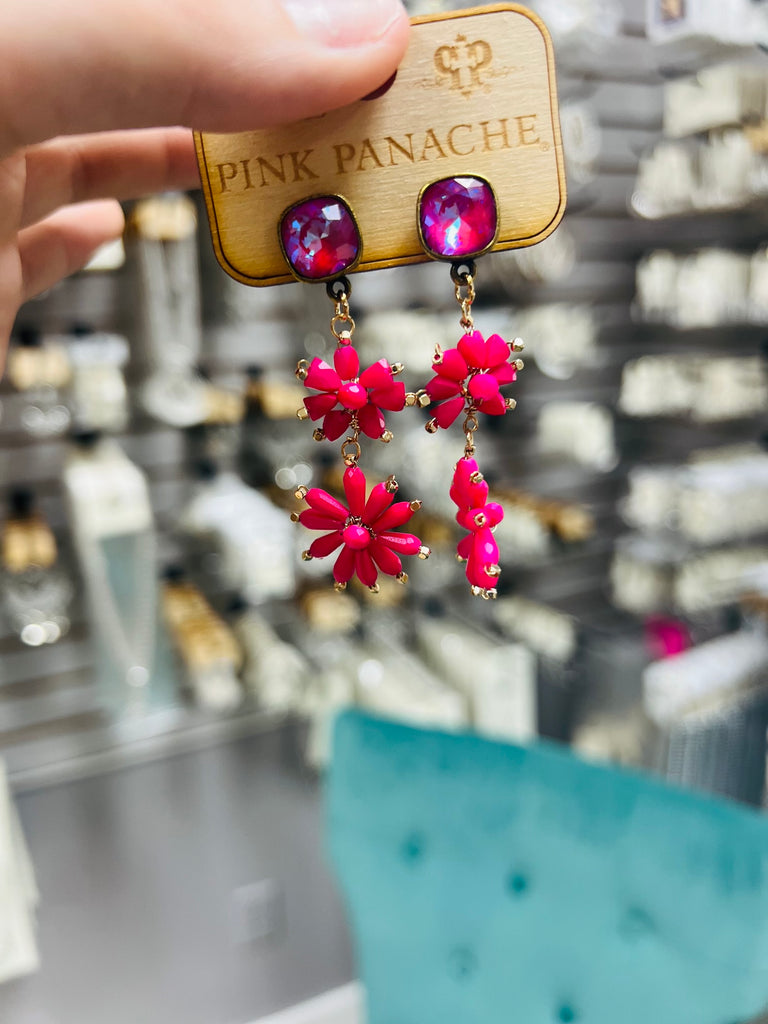 1CNC J245- Pink Floral Earrings
