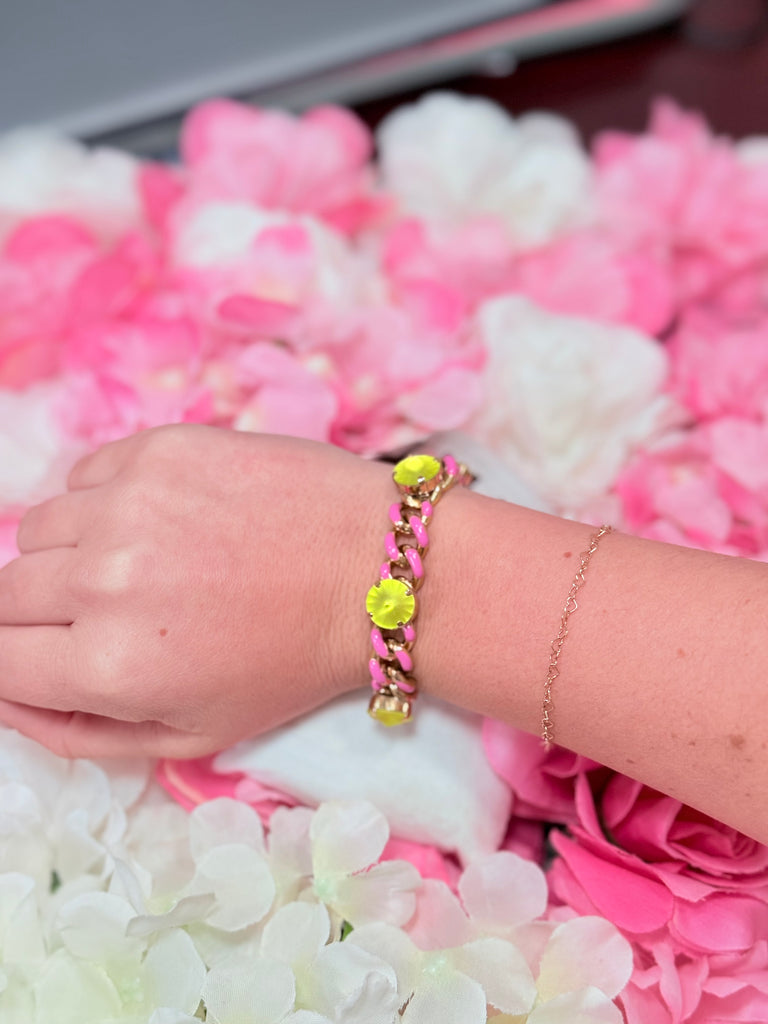 Galileu Bracelet in Pink Citrus Lime Matte Swarovski