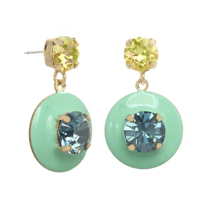 Large Pastel Brights Janie Swarovski Earrings in Mint / Citrus Lime