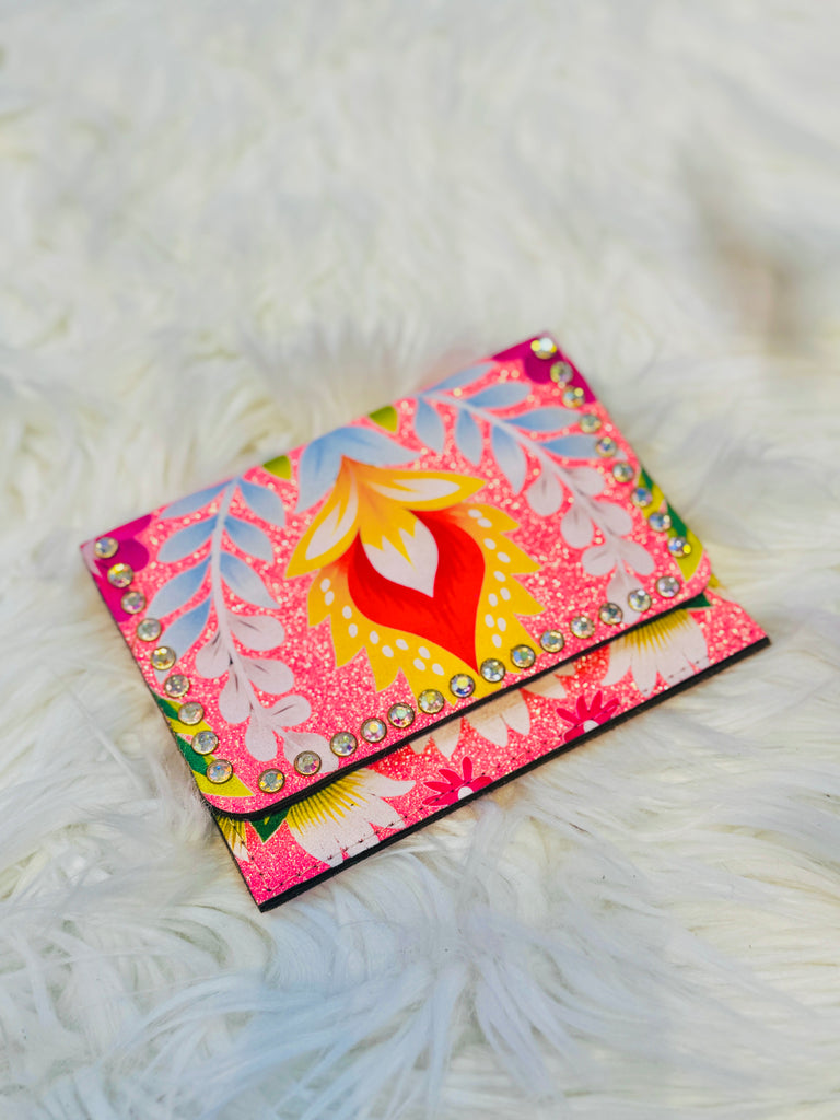 Coral Sweets Floral Glitter Flora Wallet