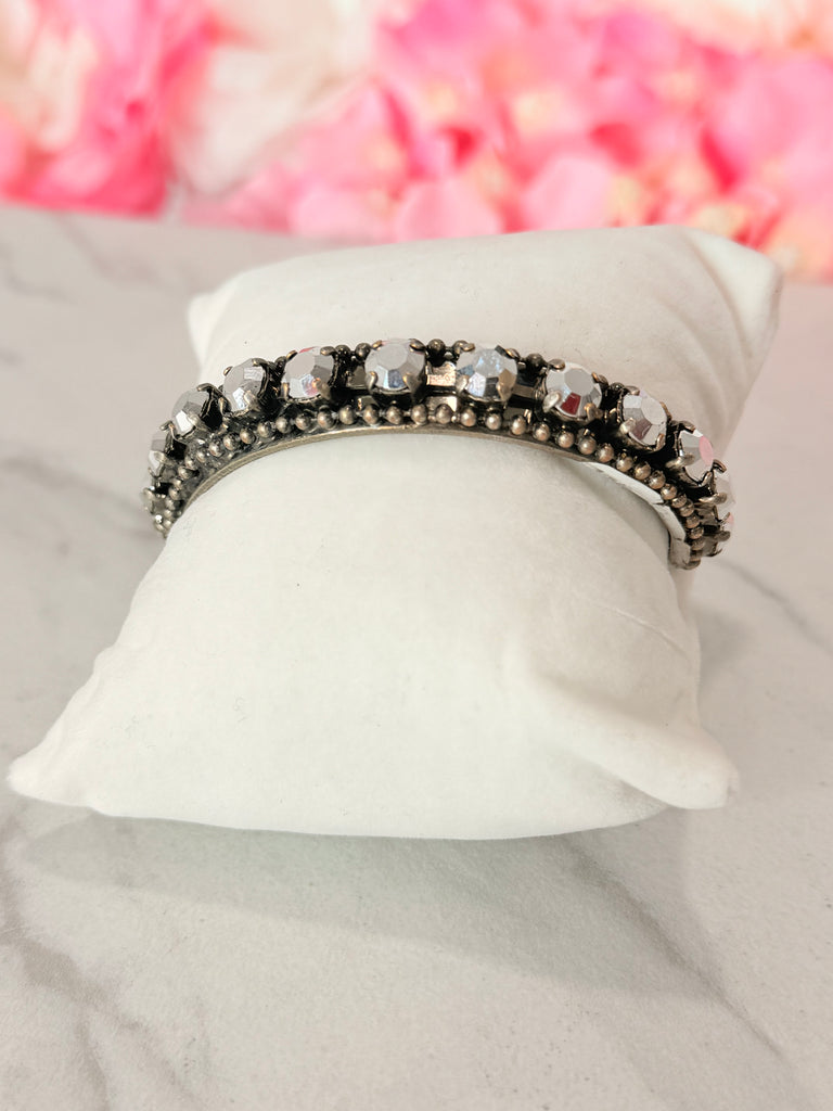 Mini Coco Swarovski Bracelet Cuff in Antique Silver