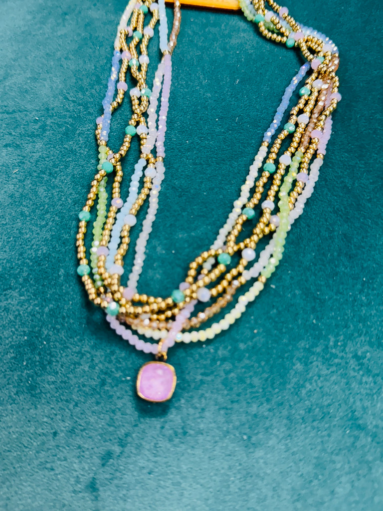 Layered Pastel Gold Link Necklace