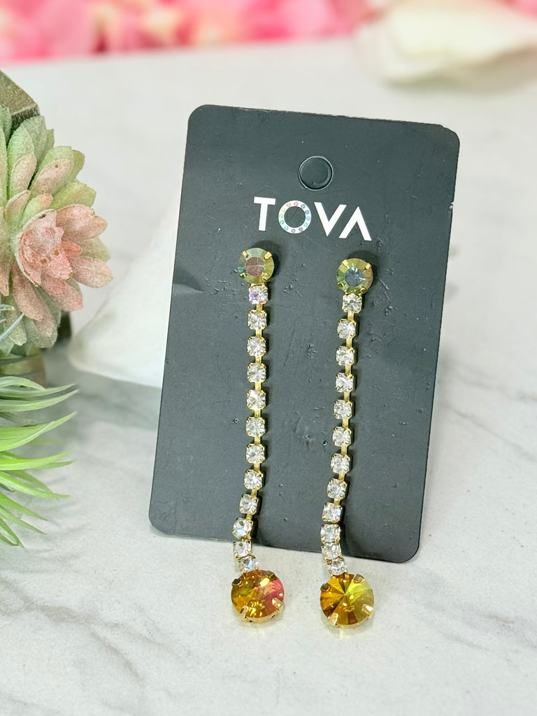 Aliza Swarovski Earrings in Citrus Lime Brandy