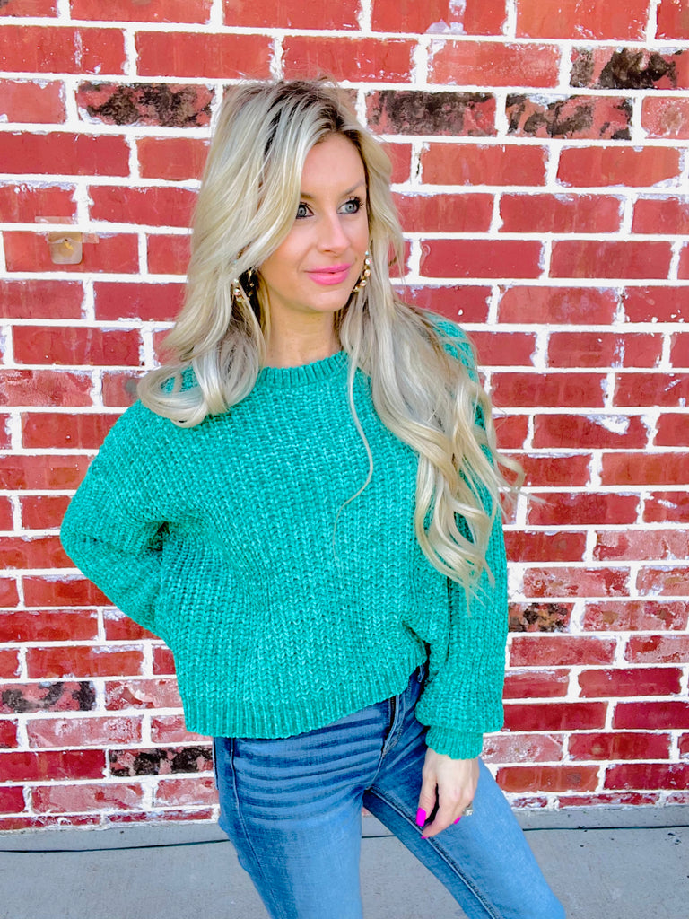 Cloudy Cuddles Sweater- Kelly Green