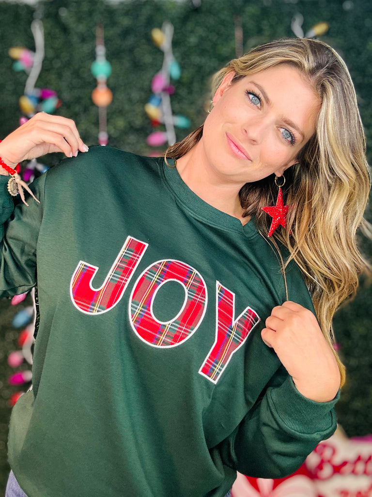 Joy To the World Emerald Plaid Top