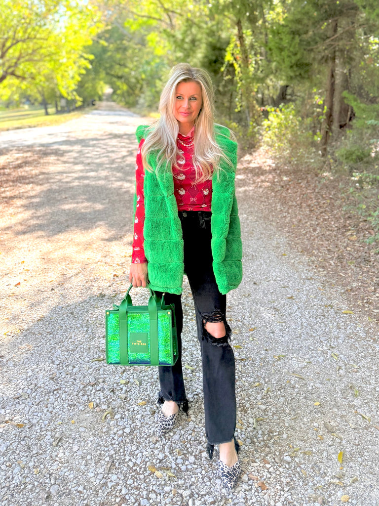 Lucky Green Fur Sherpa Vest