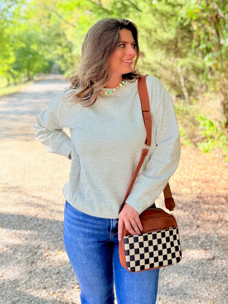 Soft Scuba Round-Neck Sweatshirt - Heather Grey