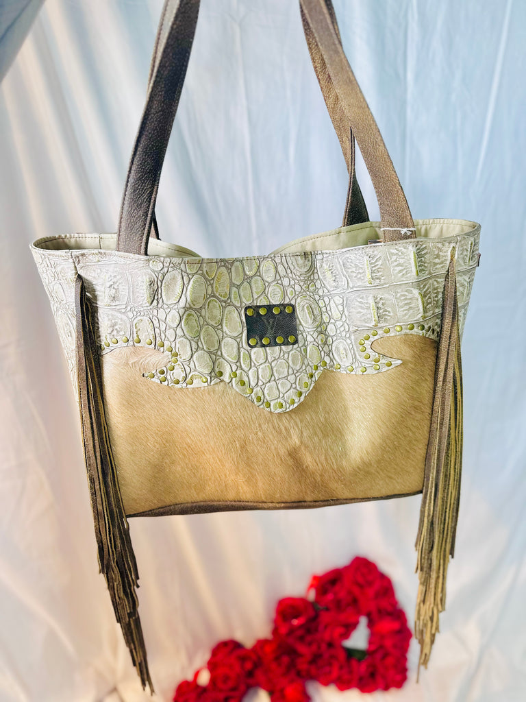 Taupe Golden Vintage Leather & Hide Stella Tote