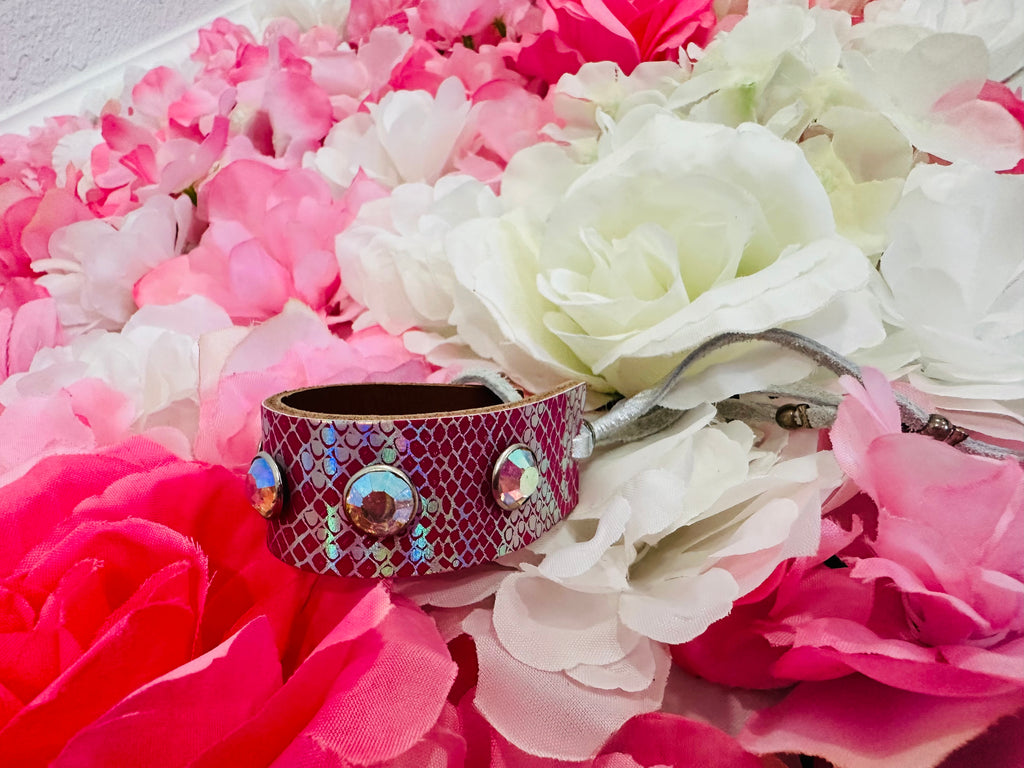 Hot Pink Viper Studded Medium Cinch Cuff