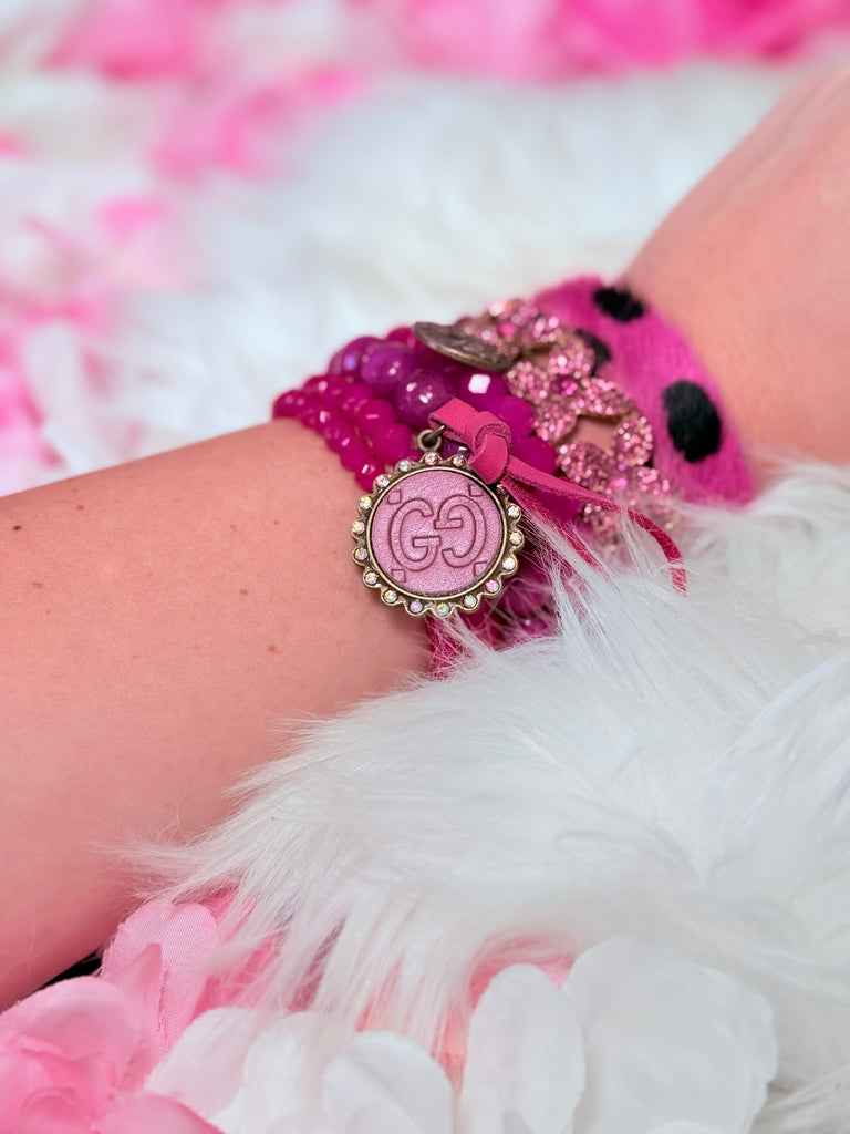 Jeweled Magenta Upcycled Bracelet Stack