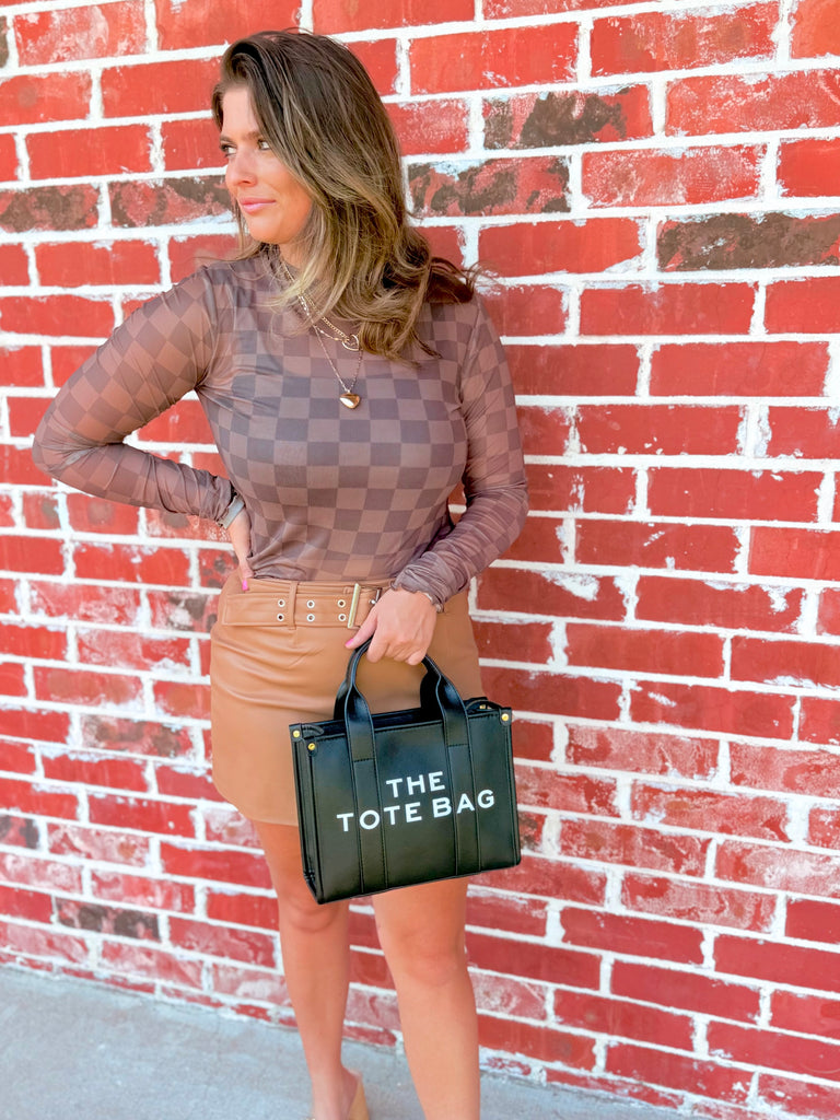 Keigan Mesh Top -Chocolate Checkered