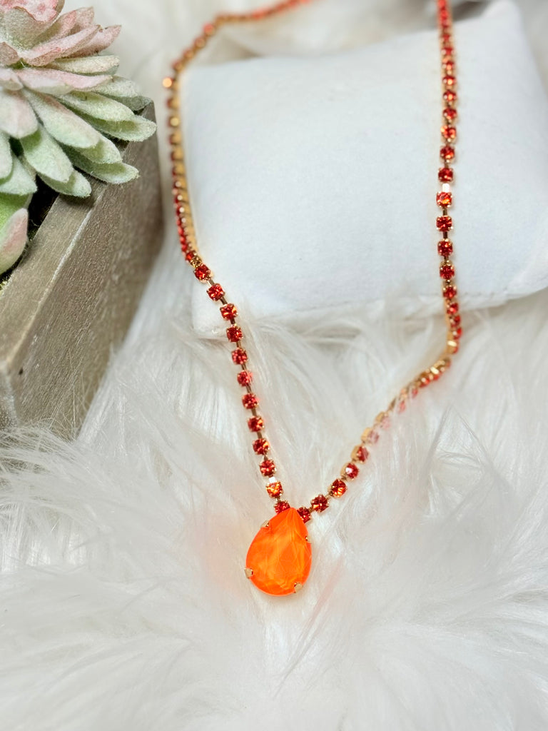 Milli Swarovski Crystal Necklace - Electric Orange