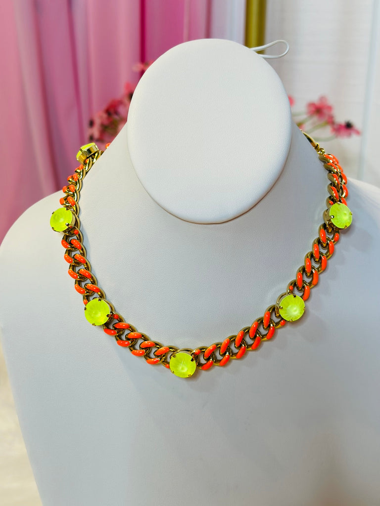 Galileu Neon Red Swarovski Necklace