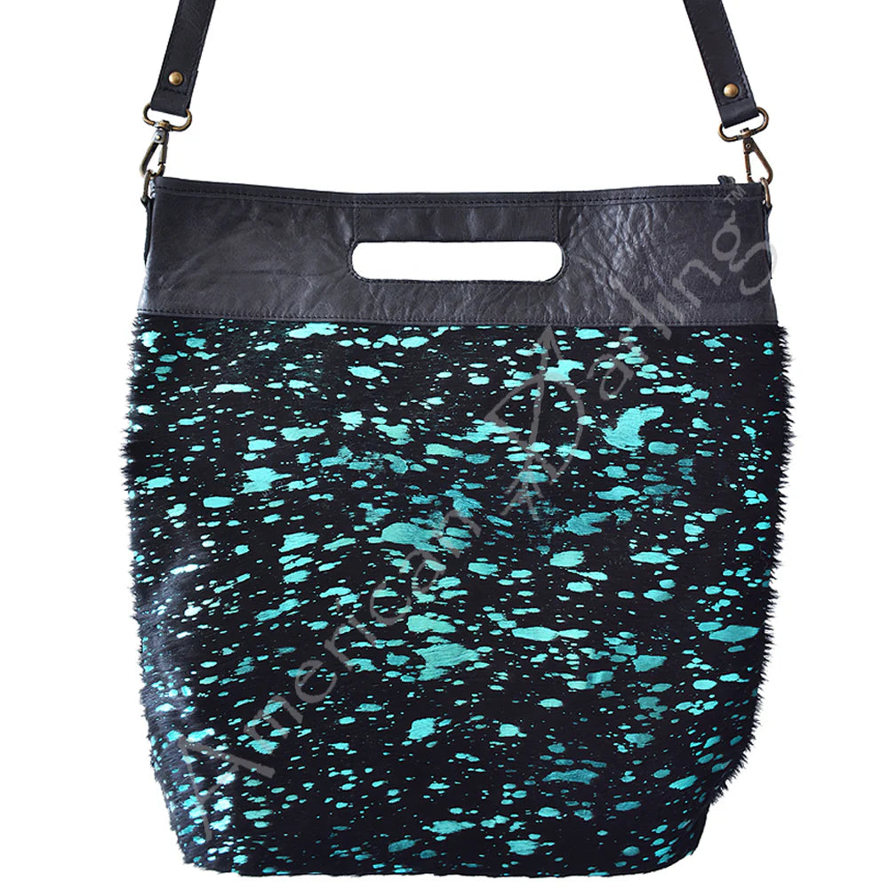 Oceans Escape Black Hide Acid Wash Bucket Bag Crossbody Purse