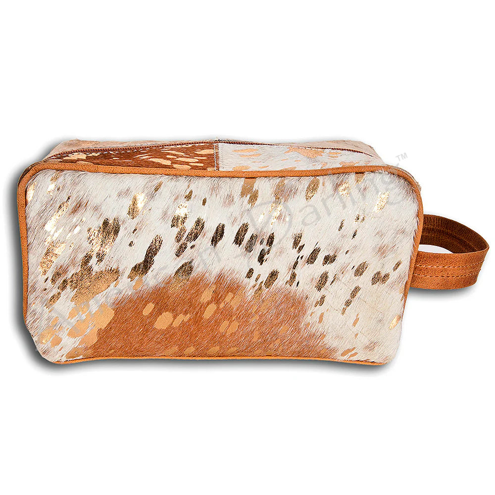 Ivory And Tan Brindled Cattle Hide Travel Case