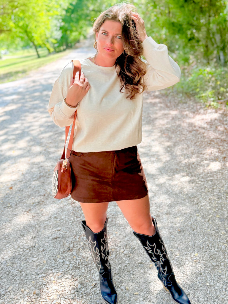 Soft Scuba Round-Neck Sweatshirt - Latte