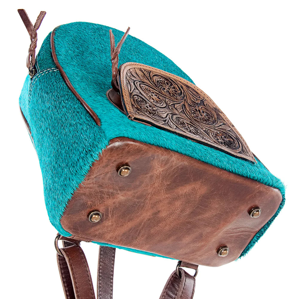 Cowboy Blues Hide and Leather Backpack Purse