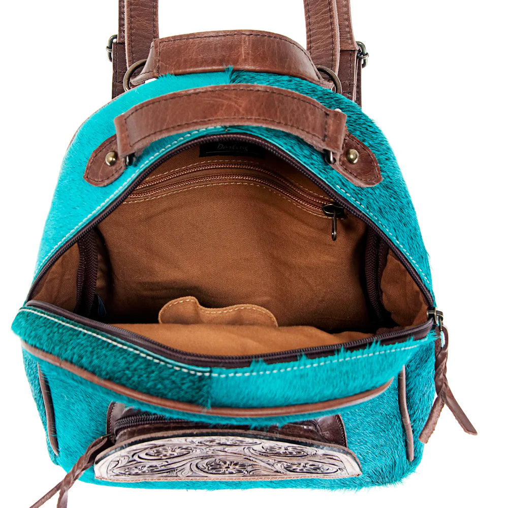 Cowboy Blues Hide and Leather Backpack Purse