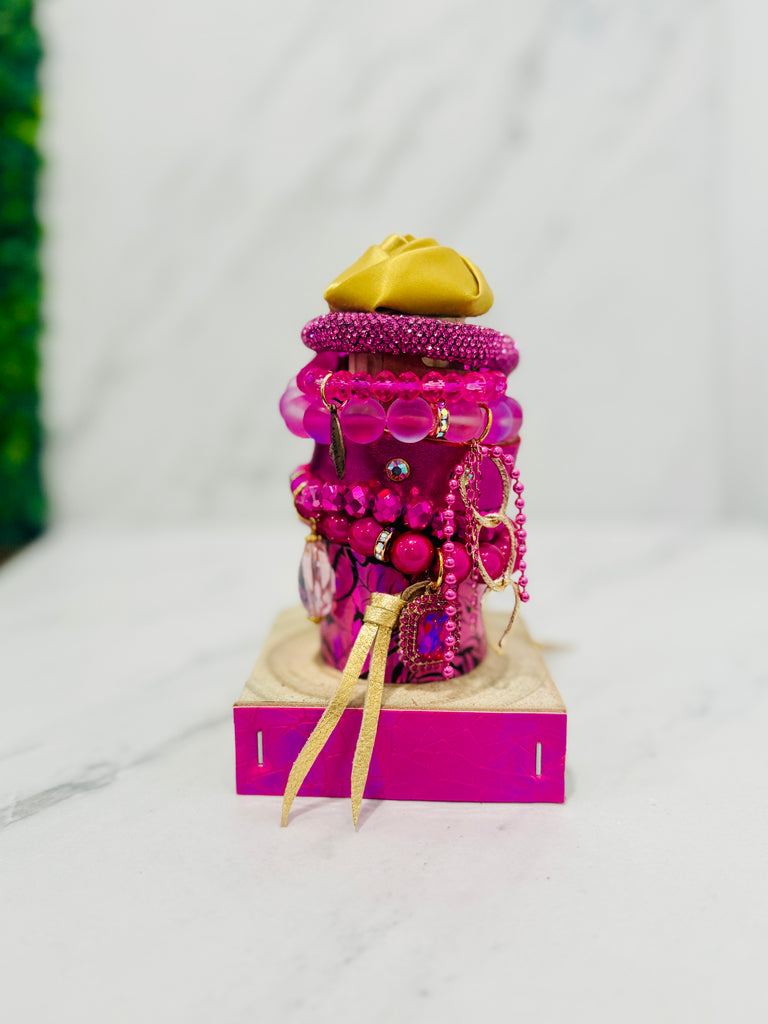 Hot Pink Hologram Roses & Charm Jumbo Stack