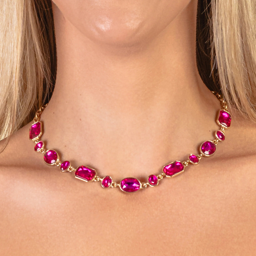 Mila Fuchsia Crystal Choker Necklace