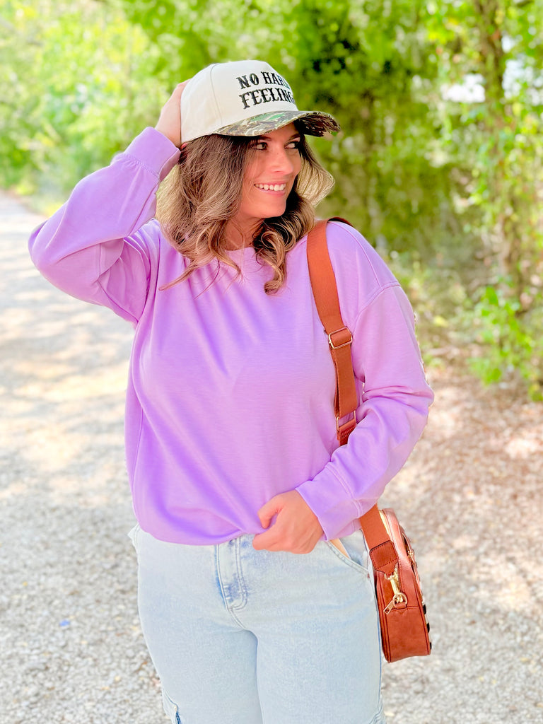 Soft Scuba Round-Neck Sweatshirt - Lavender