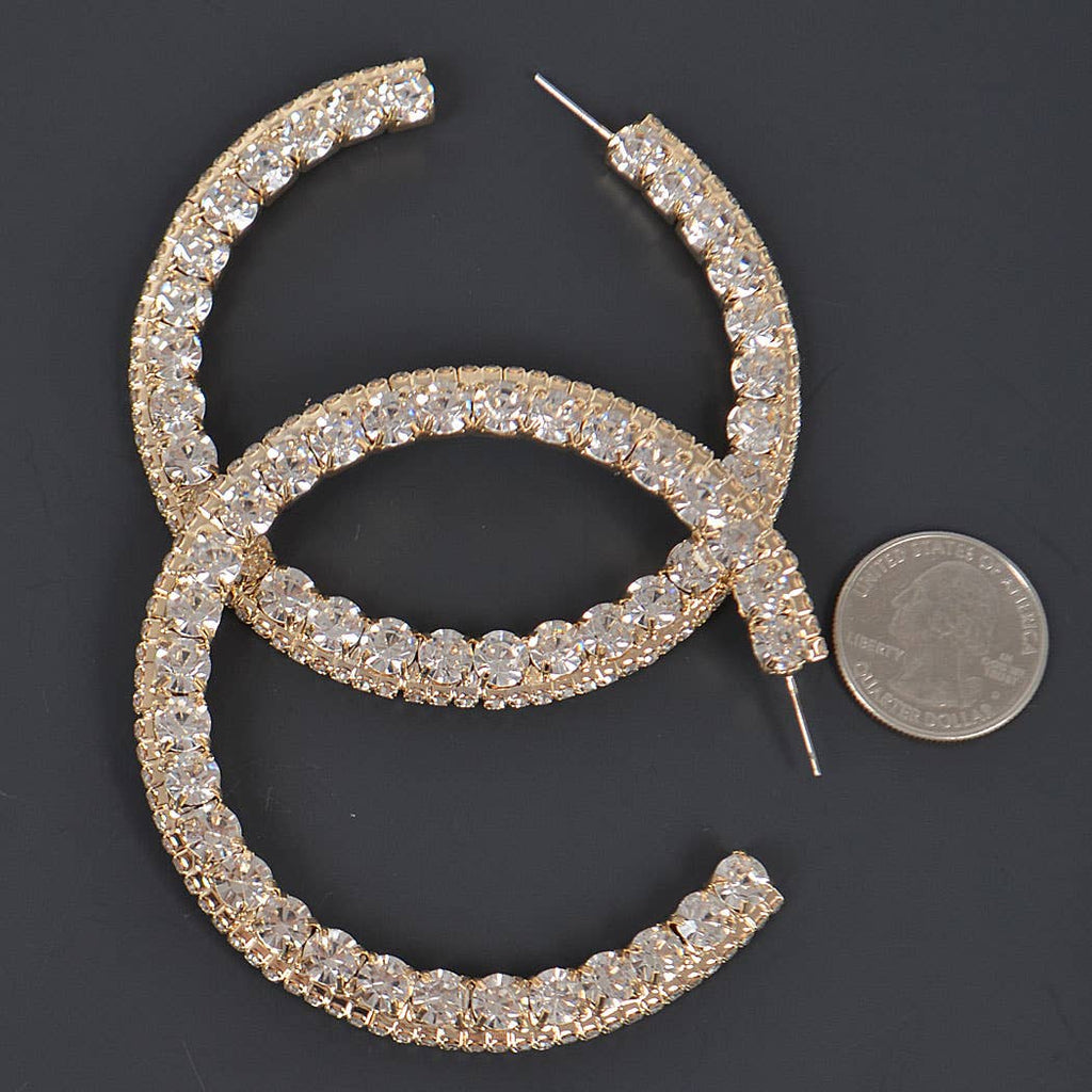 60mm Rhinestone Hoop Earring: Gold Ab
